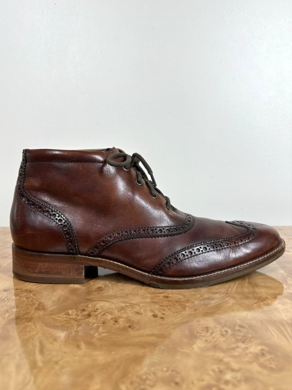 Cole Haan Brown Leather Wingtip Brogue Ankle Boots Men's US 8.5 M